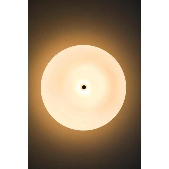 Gold Model 71 Ceiling Lamp in Brass and Opaline Glass attributed to Lisa Johansson-Pape, 1950s For Sale - Image 8 of 11