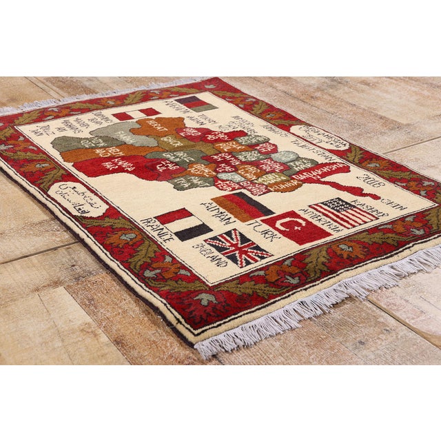 Vintage Afghan Pictorial Rug, 02'04 X 03'02 For Sale - Image 10 of 12