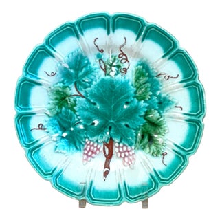Vintage Majolica Maple Leaf Plate For Sale
