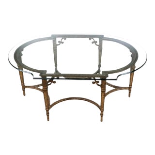 1960s Exceptionally Rare Vintage La Barge Hollywood Regency Brass & Glass Coffee Table For Sale