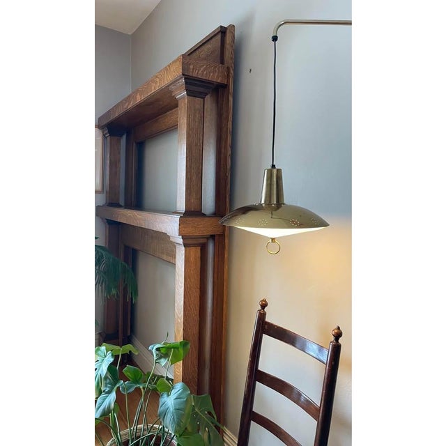 Vintage Quarter-Sawn Oak Craftsman Fireplace Mantel With Overmantel Mirror Opening For Sale In Buffalo - Image 6 of 6