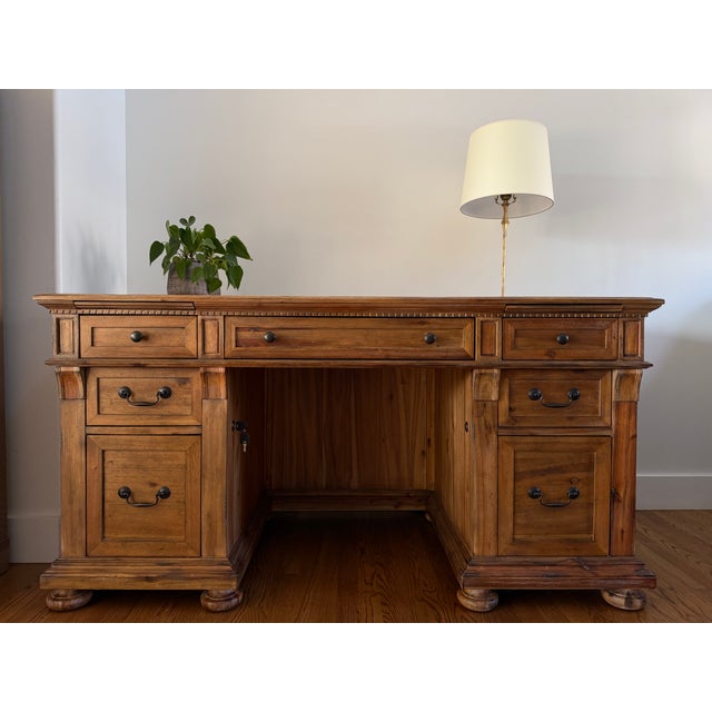 Brown Hekman Office Express Brown Executive Desk For Sale - Image 8 of 9