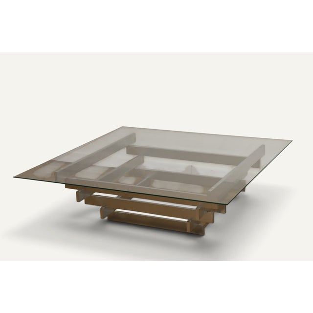 Sculptural Coffee Table in Brushed Aluminum and Glass, 1970s For Sale - Image 18 of 18
