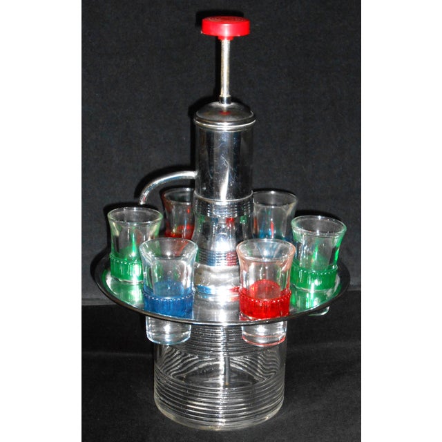 Pump Decanter With Shot Glasses Chairish