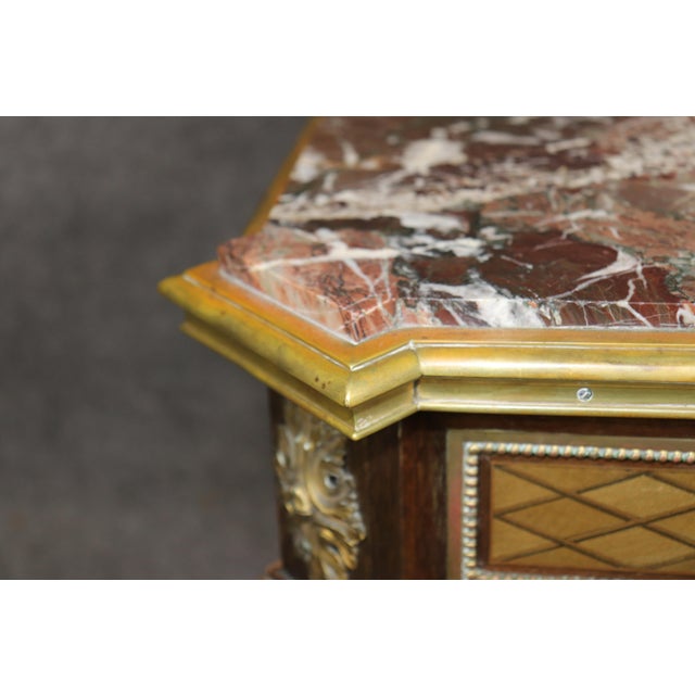 19th C French Louis XVI Child's Bronze Ormolu Marble Parquetry Desk For Sale - Image 14 of 18