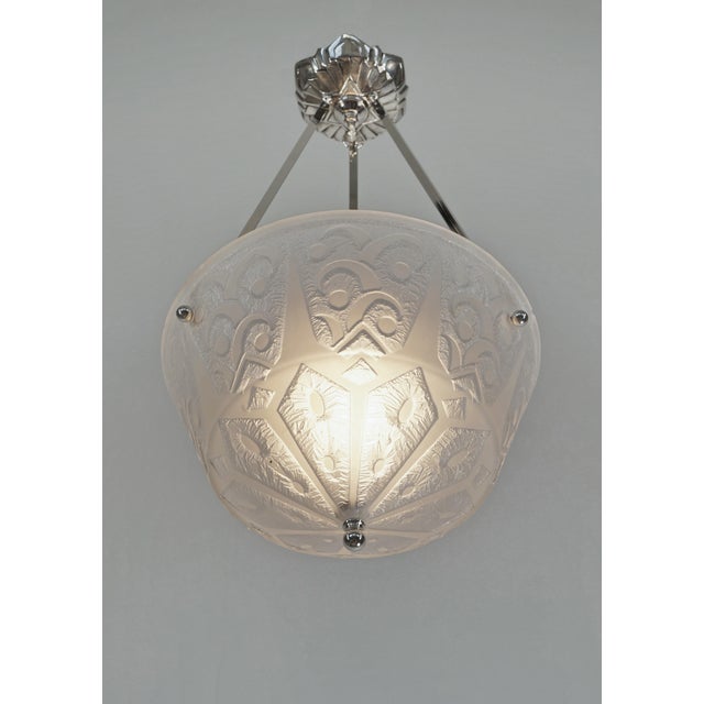 French Art Deco Pendant Light by Daum 1930 France For Sale - Image 6 of 14