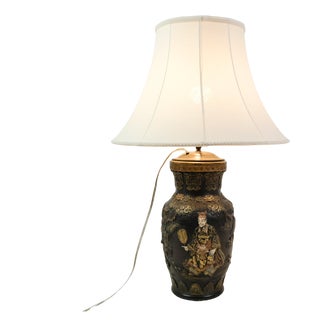 Chinese Lamp with Detailed Carvings and Motif, 1920s For Sale