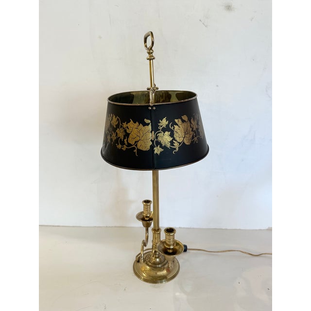 Brass 1970s Frederick Cooper Handpainted & Brass Buillotte Table Lamp For Sale - Image 8 of 8