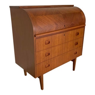 1960s Scandinavian Teak Rolltop Desk Egon Ostergaard Midcentury Modern For Sale