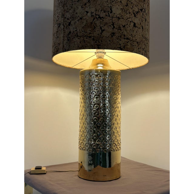 Vintage Golden Table Lamp by Aldo Londi for Bitossi, 1970s For Sale - Image 6 of 10