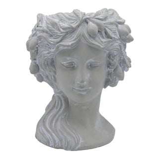 Vintage Mid 20th Century Bust Planter / Head Planter / Vase Grecian Woman For Sale