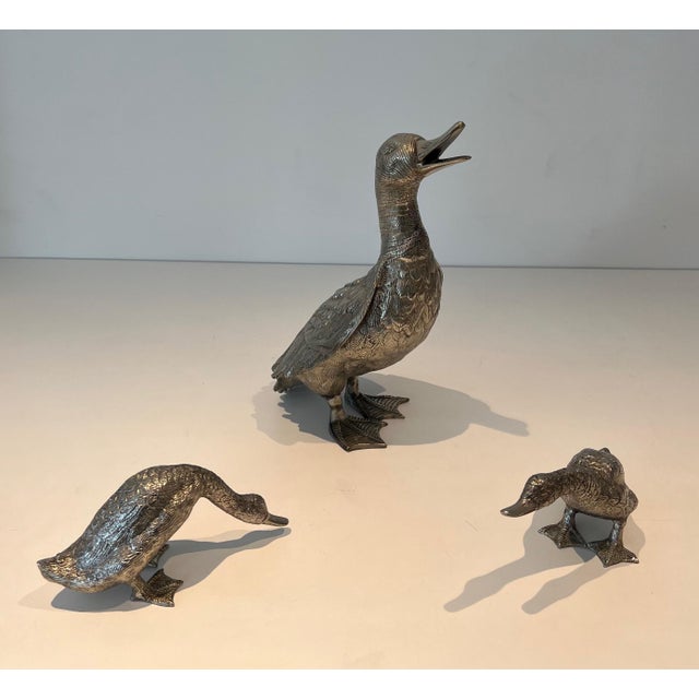 Mid-Century Modern 1970 Duck in Silver Bronze For Sale - Image 3 of 12