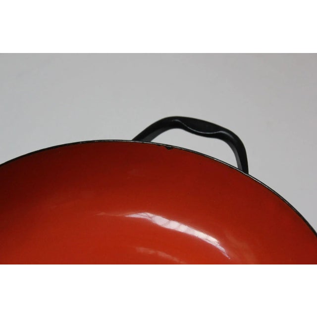 Blue Trio of Vintage Blue, Green, and Orange Enamel Sauté Pans For Sale - Image 8 of 12