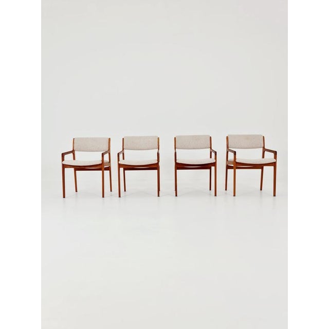 Danish teak dining armchairs by VS Vamdrup Stolefabrik, 1960s, set of 4. The chair frames are made from solid teak and are...