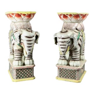 Pair of Chinese Elephant Form Porcelain Garden Seats For Sale