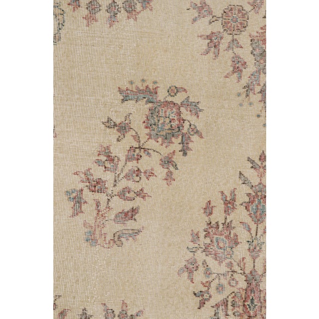 1960s Vintage Zeki Müren Rug in Beige With Pastel Jewel-Tone Florals, From Rug & Kilim For Sale - Image 5 of 7