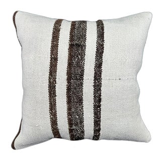 Turkish Hemp Pillow Cushion Natural Beige Brown Pillow Cushion Cover 20"x20" For Sale