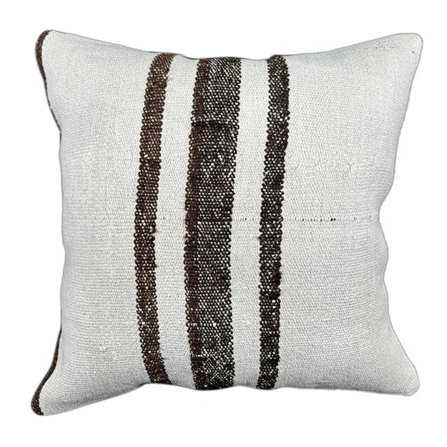 Turkish Hemp Pillow Cushion Natural Beige Brown Pillow Cushion Cover 20"x20" For Sale