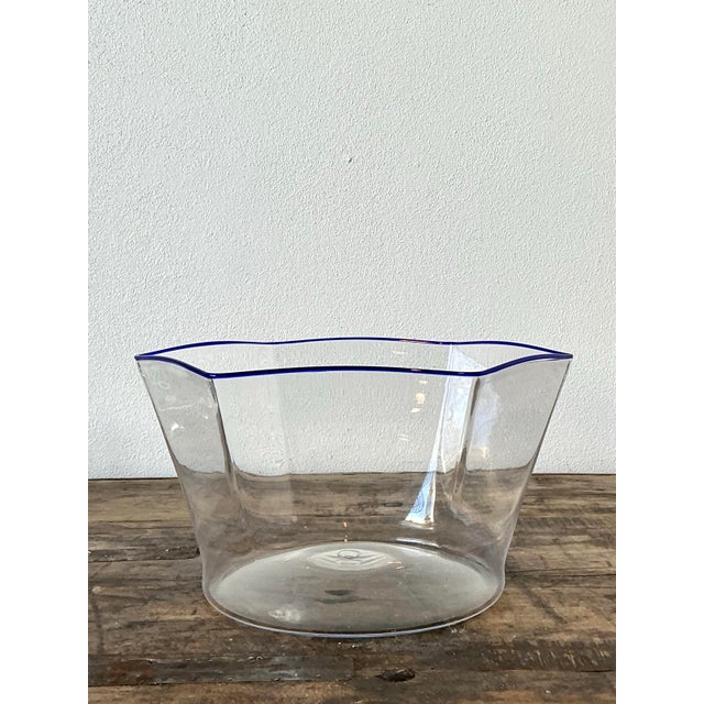 Vintage Italian Carlo Scarpa for Murano Blue Tipped Bowl For Sale - Image 12 of 12
