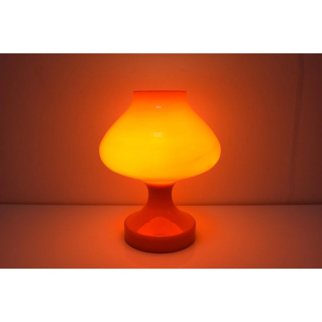 Orange Glass Table Lamp attributed to Valasske Mezirici, 1970s For Sale - Image 6 of 11
