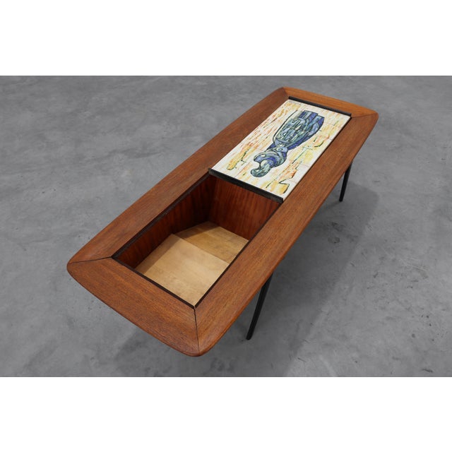 Wood Model 210 Coffee Tables in Teak with Ceramic Tiles by Alfred Hendrickx for Belform, 1950s, Set of 2 For Sale - Image 7 of 18