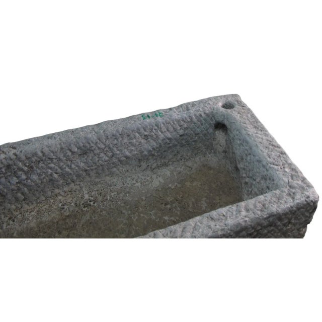 Gray 59" Inch Long Hand Chiseled Stone Trough 13 For Sale - Image 8 of 9