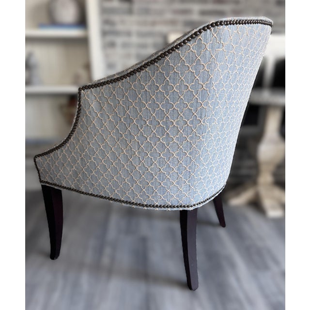 Custom Pair Upholstered Quartrefoil Club Accent Chairs For Sale - Image 9 of 11