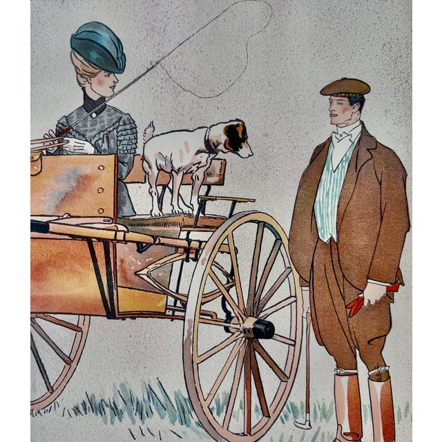 Wood Pair Framed Edward Penfield “Country Carts” Equestrian Color Lithographs, 1900 For Sale - Image 7 of 18