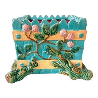 Antique French Majolica Planter, Tree Branch Design For Sale