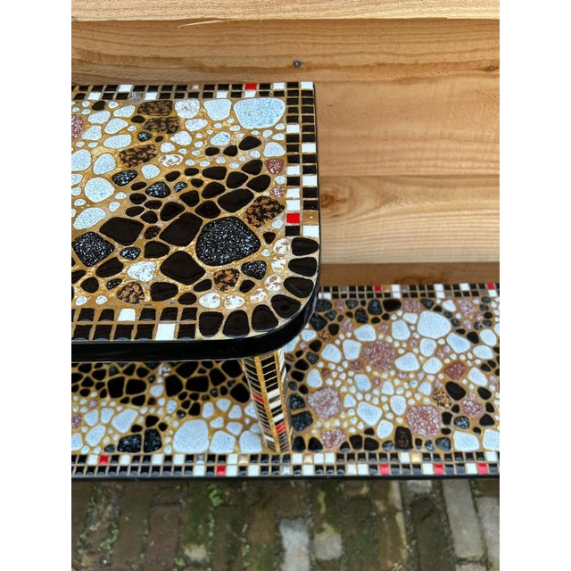 Vintage Plant Stand Table with Mosaic Stones, 1970s For Sale - Image 13 of 17