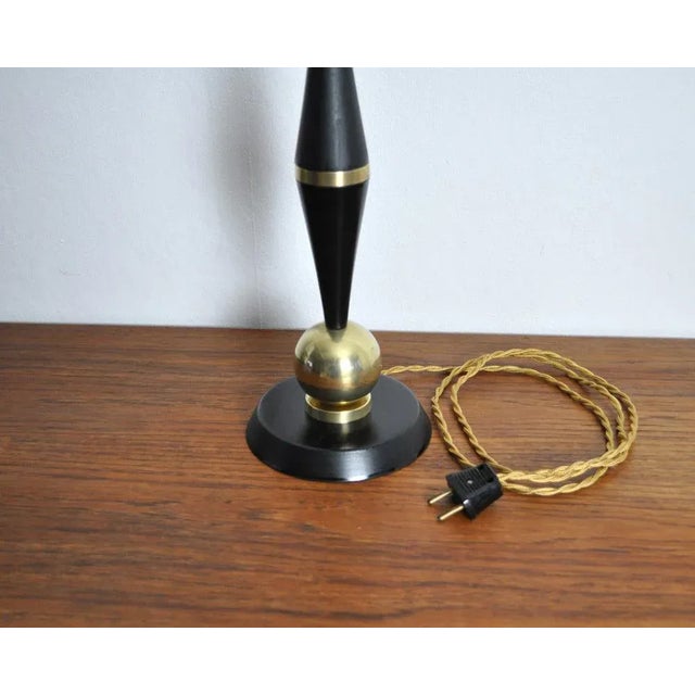 1930s Art Deco Brass and Black Painted Wood Table Lamp, 1930s For Sale - Image 5 of 9