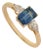 14k Gold 1.22ct Octagon Blue Sapphire & Pear Diamonds Three Stone Ring Size 9 For Sale