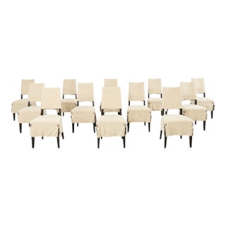 Set of Twelve Holly Hunt Attributed Slipcover Dining Chairs For Sale