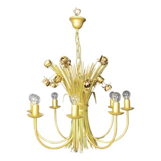 Vintage Metal Flower Chandelier, 1980s For Sale