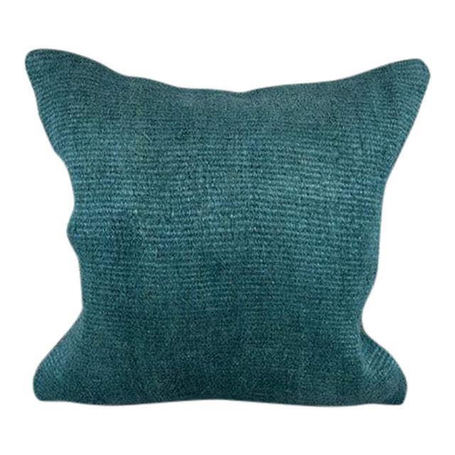 20 x 20 Hemp Pillow Turkish Cushion Natural Blue Pillow Cushion Cover For Sale