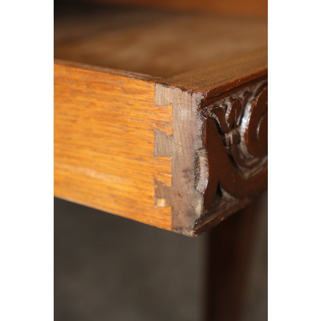 Antique Georgian Style Carved Console Table With Inlaid Wood Top For Sale - Image 4 of 13