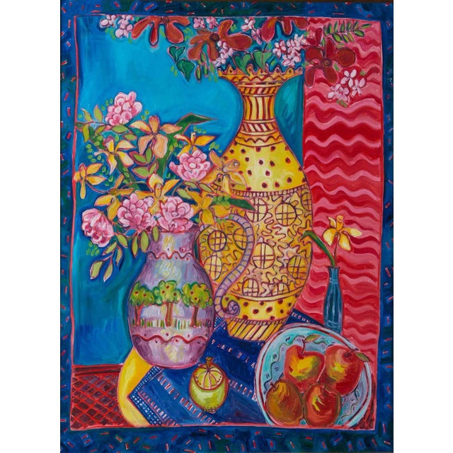 Contemporary 1990s Still Life Acrylic Painting by Jane Kewin, Framed For Sale - Image 3 of 11