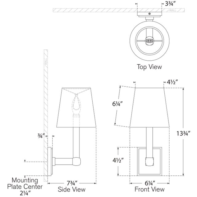 Square Tube Single Sconce in Bronze with Linen Shade Designer: Chapman & Myers Finish: Bronze Height: 14.25" Width: 6.25"...