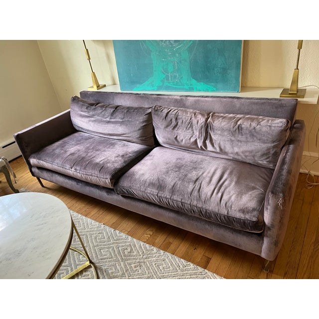 Abc Carpet & Home Purple Velvet Sofa For Sale In New York - Image 6 of 6
