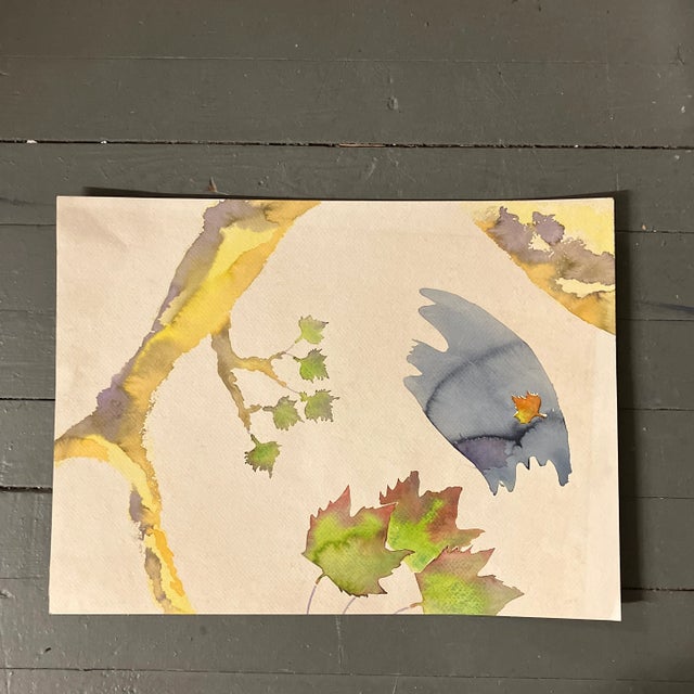 Abstract 1970’s Vintage Abstract Organic Watercolor Painting For Sale - Image 3 of 7