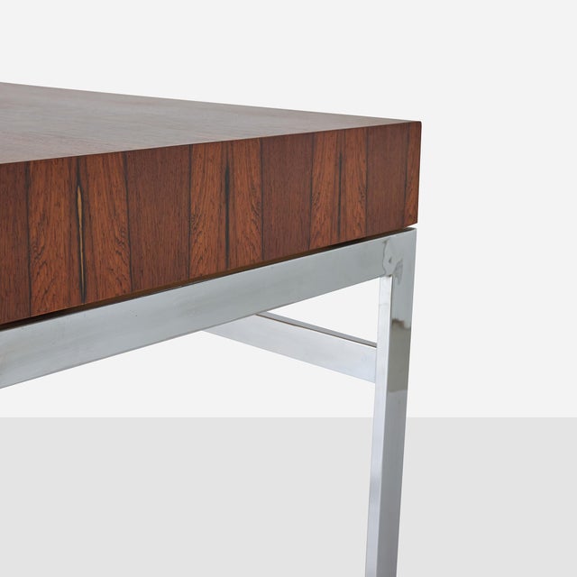 Mid-Century Modern 1960s Rosewood & Chrome Desk Attributed to Milo Baughman For Sale - Image 3 of 12