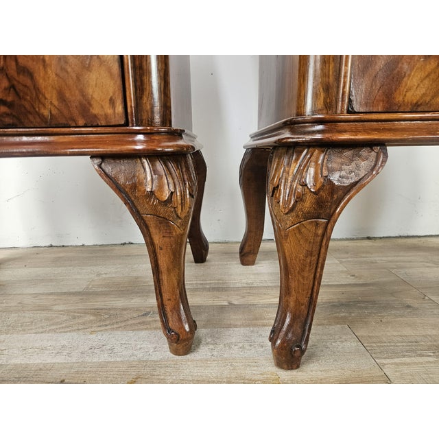 Chippendale Bedside Tables with Curved Doors and Carved Legs, 1950, Set of 2 For Sale - Image 13 of 15