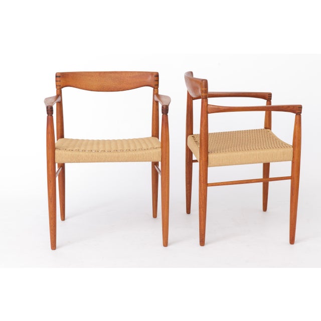 Danish Armchairs in Teak and Paper Cord by H.W. Klein for Bramin, 1960s, Set of 2 For Sale - Image 3 of 12
