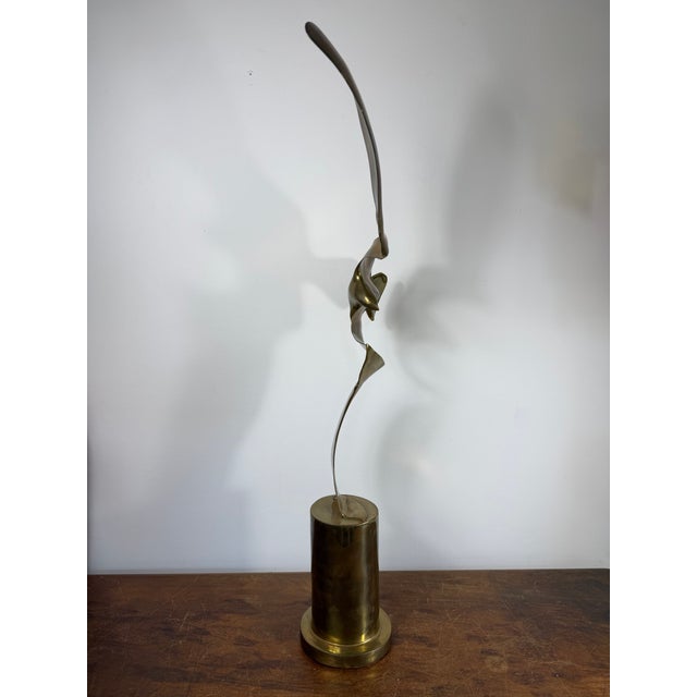 1970s Mid Century Brass Sculpture Bird in Flight by Hattakitkosol Somchai For Sale - Image 5 of 5