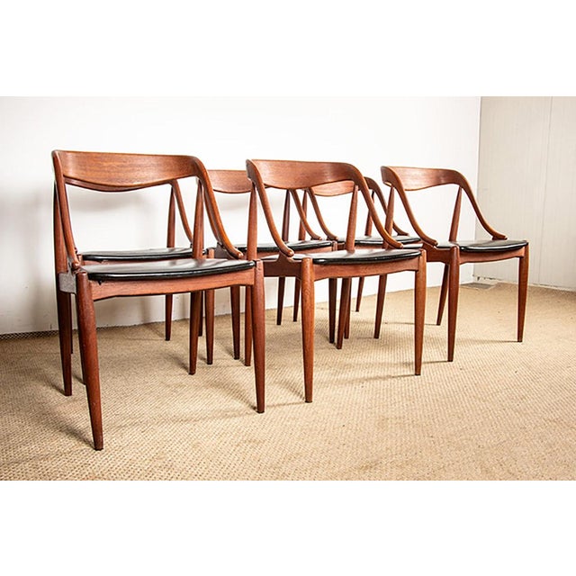 Vintage Danish Chairs in Teak and Skai by Johannes Andersen for Uldum Mobelfabrik, 1960s, Set of 6 For Sale - Image 16 of 18