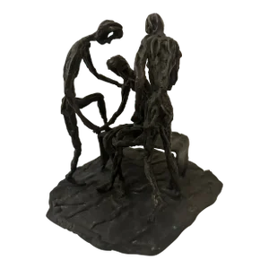 Vintage Modern Bronze Sculpture of Three Figures