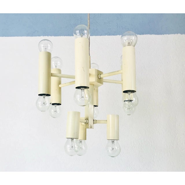 1960s Sciolari 9-Arm White Chandelier For Sale - Image 12 of 13