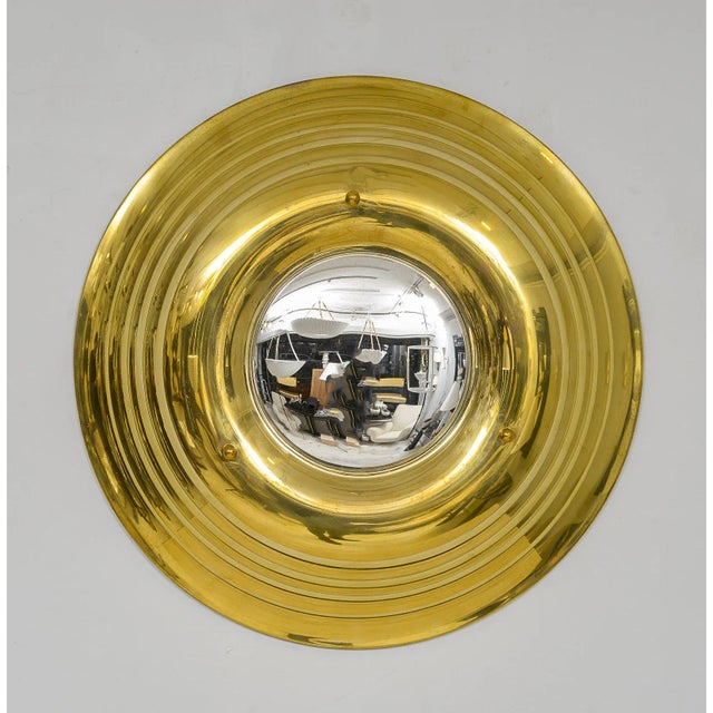 Vintage French Brass Circular Convex Mirror For Sale In New York - Image 6 of 6