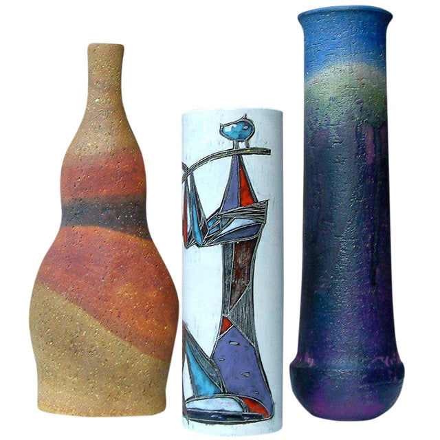 Circa 1950 Mid Century Modern Marcello Fantoni Ceramic Vases Set Of 3 Chairish