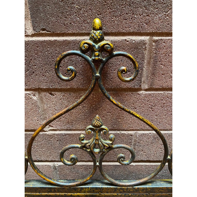 Art Nouveau Vintage French Monumental Wrought Iron Fleur-De-Lis Wall Mirror For Sale - Image 3 of 6